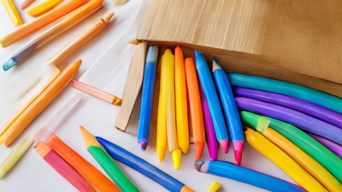 Een set van 84 kleurrijke crayons in verschillende kleuren.